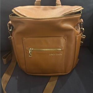 Fawn Design Tan Backpack with Gold Accents